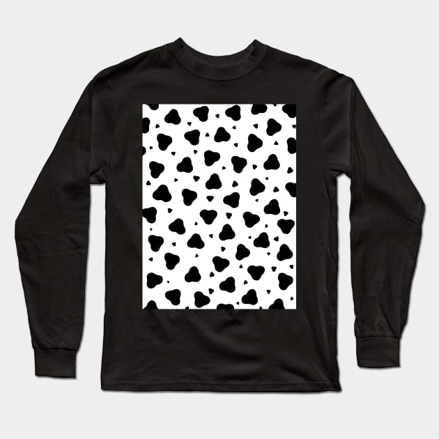 BLACK Cow Spots On White Pattern Long Sleeve T-Shirt by SartorisArt1